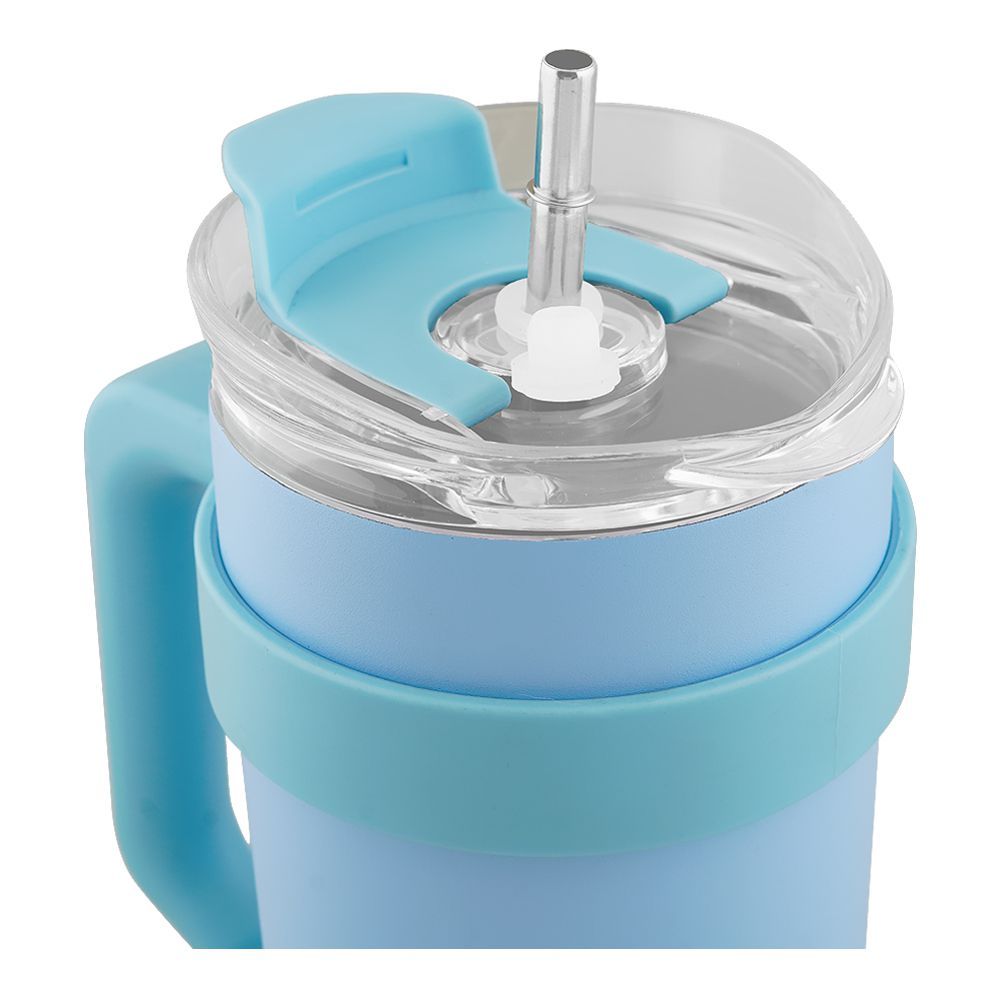 Stainless Steel Insulated Travel Coffee Tumbler with Handle & Straw Lid, Light Blue, (9209) 0001184 - Image 3