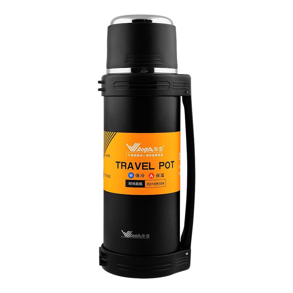 WAYA Portable Stainless Steel Thermos Water Bottle, 1700ml, Black, (HY13) 0001248 - Main Image