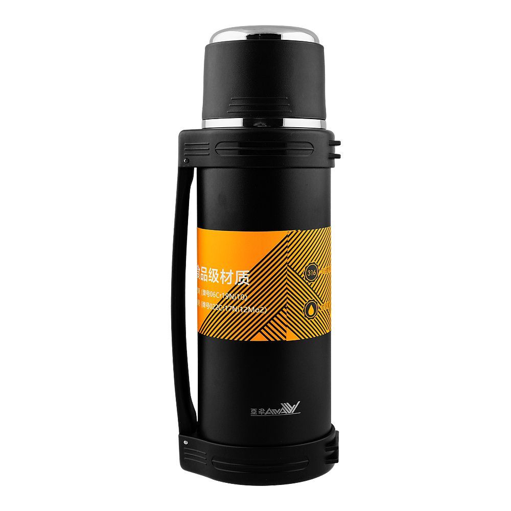 WAYA Portable Stainless Steel Thermos Water Bottle, 1700ml, Black, (HY13) 0001248 - Image 2