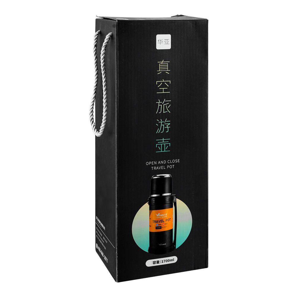 WAYA Portable Stainless Steel Thermos Water Bottle, 1700ml, Black, (HY13) 0001248 - Image 3