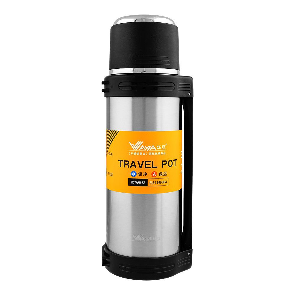 WAYA Portable Stainless Steel Thermos Water Bottle, 1700ml, Silver, (HY13) 0001248 - Main Image