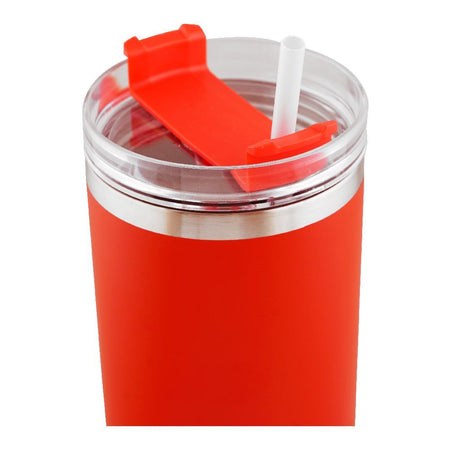 Stainless Steel Insulated Travel Coffee Tumbler with Handle & Straw Lid, Red, (1971-1) 0000985 - Image 3