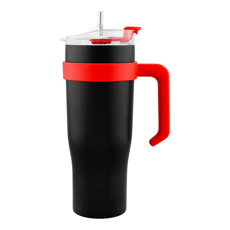 Stainless Steel Insulated Travel Coffee Tumbler with Handle & Straw Lid, Black, (9209) 0001184 - Main Image