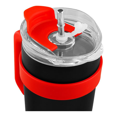 Stainless Steel Insulated Travel Coffee Tumbler with Handle & Straw Lid, Black, (9209) 0001184 - Image 3