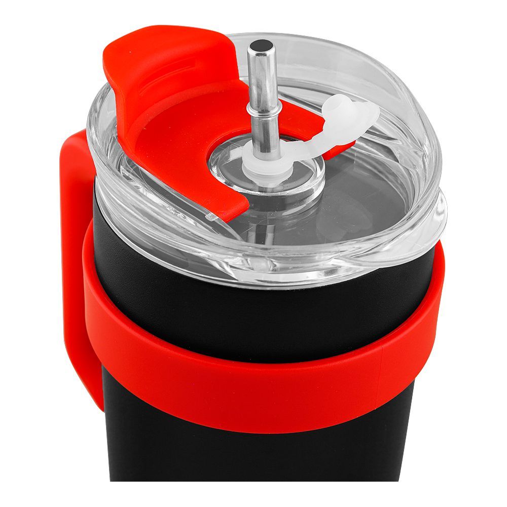 Stainless Steel Insulated Travel Coffee Tumbler with Handle & Straw Lid, Black, (9209) 0001184 - Image 3