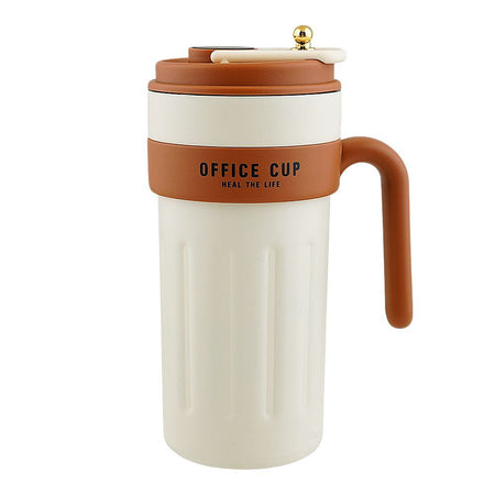 Stainless Steel Insulated Cup & Travel Coffee Mug with Temperature Display, 650ml, Brown & White (8007) 0000982 - Main Image