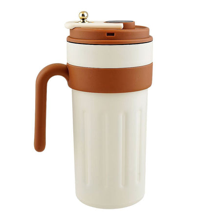Stainless Steel Insulated Cup & Travel Coffee Mug with Temperature Display, 650ml, Brown & White (8007) 0000982 - Image 2