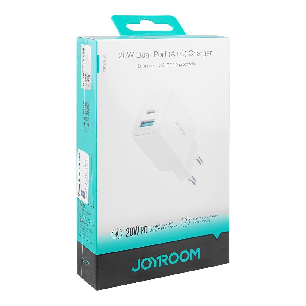 Joyroom 20W Dual Port (A+C) Wall Charger, White, JR-TCF21EU - Image 2