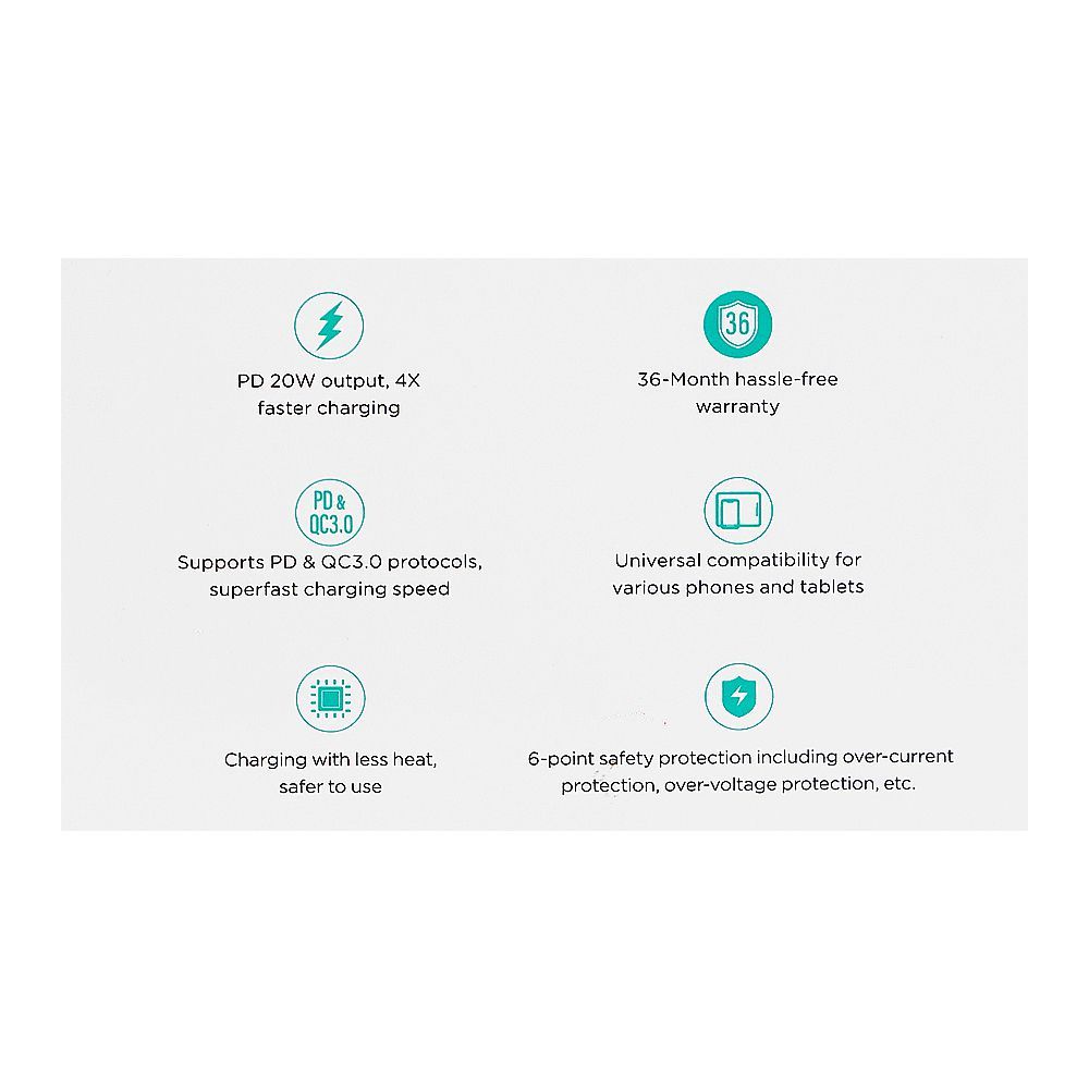 Joyroom 20W Dual Port (A+C) Wall Charger, White, JR-TCF21EU - Image 5