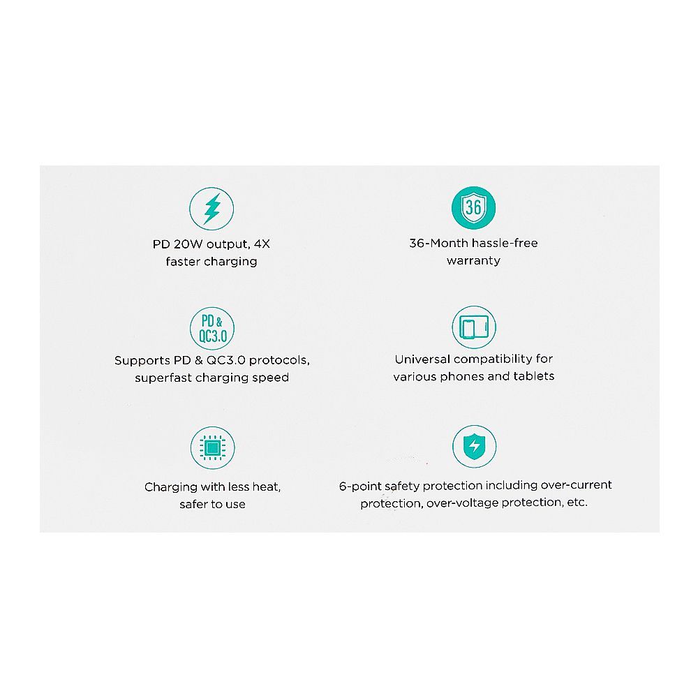 Joyroom 20W Dual Port (A+C) Wall Charger, White, JR-TCF21EU - Image 6