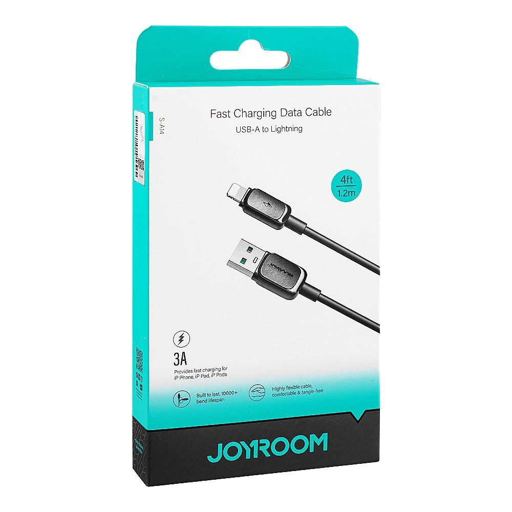 Joyroom Multi Color Series USB-A To Lightning Fast Charging Data Cable (1.2m/4ft, 3A), Black, S-A14 - Image 2