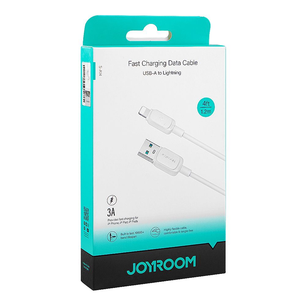 Joyroom Multi Color Series USB-A To Lightning Fast Charging Data Cable (1.2m/4ft, 3A), White, S-A14 - Image 2