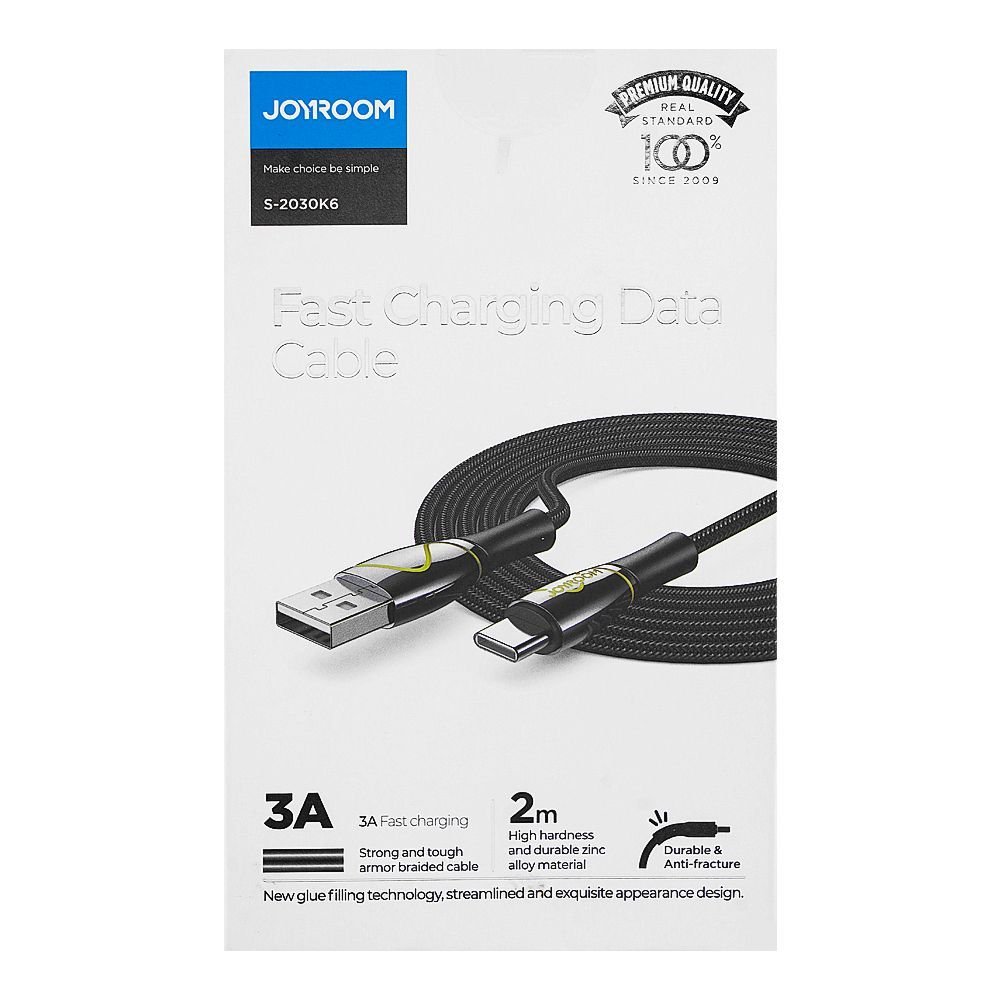 Joyroom Mermaid Series Type-C Fast Charging Data Cable (2m, 3A), Black, S-2030K6 - Image 5