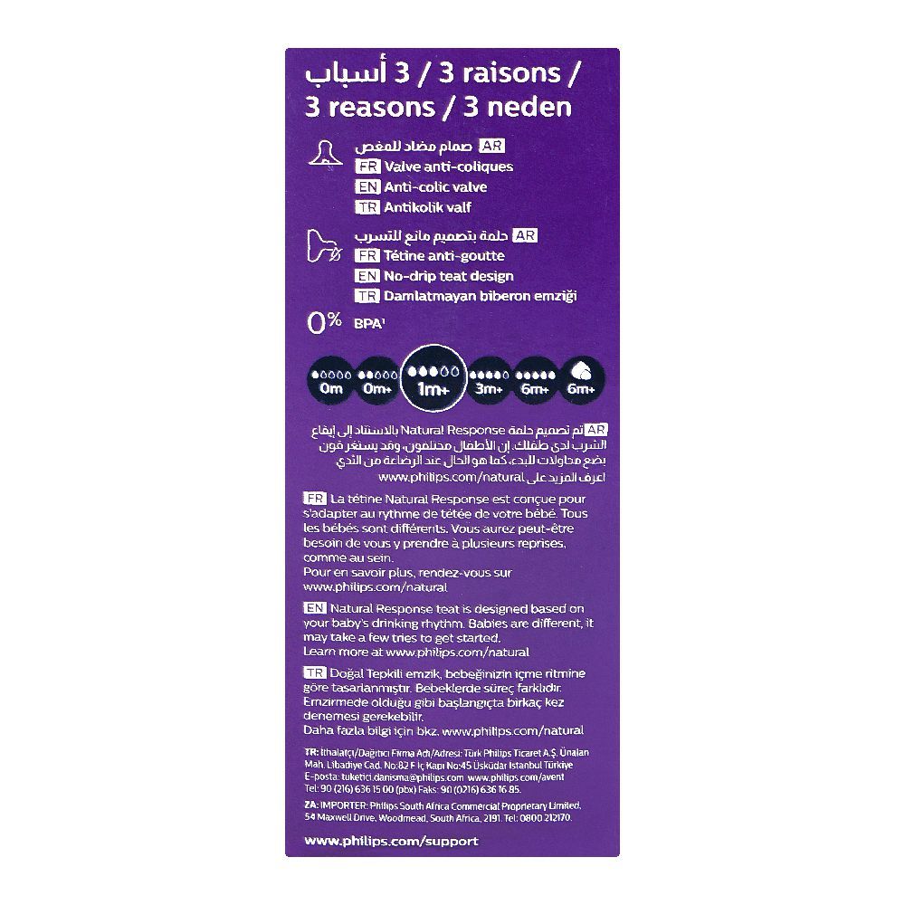 Avent Natural Response Baby Feeding Bottle, For 1m+, 260ml Each, 2-Pack, SCY903/02 - Image 3