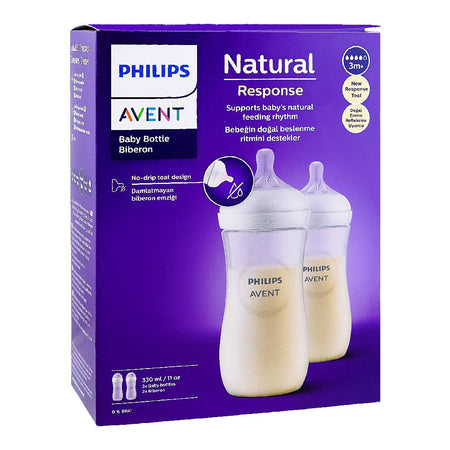 Avent Natural Response Baby Feeding Bottle, For 3m+, 330ml Each, 2-Pack, SCY906/02 - Image 2