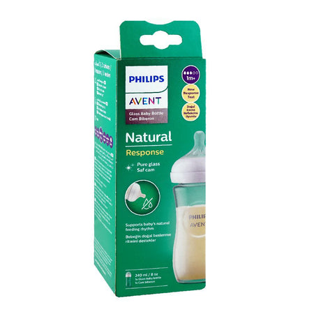 Avent Natural Response Baby Glass Feeding Bottle, For 1m+, 240ml, SCY933/01 - Image 3