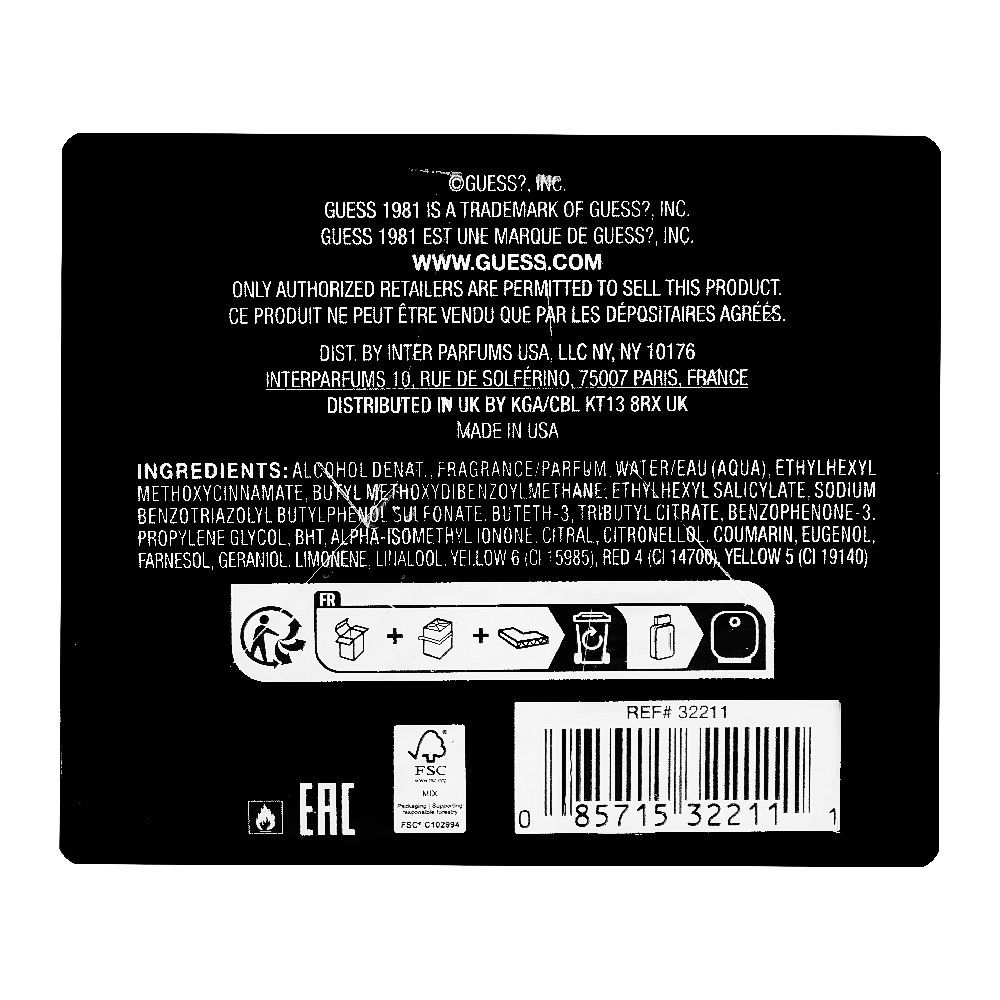 Guess 1981 Los Angeles Perfume, Eau de Toilette, For Men, 100ml - Image 4