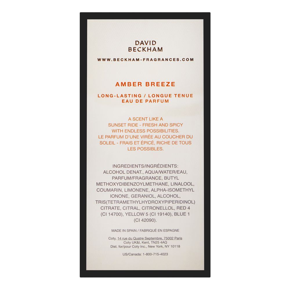 David Beckham Amber Breeze Perfume, Eau de Parfum, For Men, 100ml - Image 4