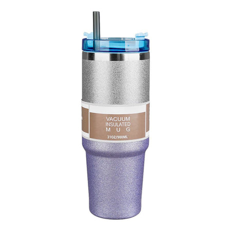 Diamond Paint Stainless Steel Vacuum Insulated Travel Mug with Lid & Straw, Coffee Tumbler, 900ml, Blue, 102229 - Image 2