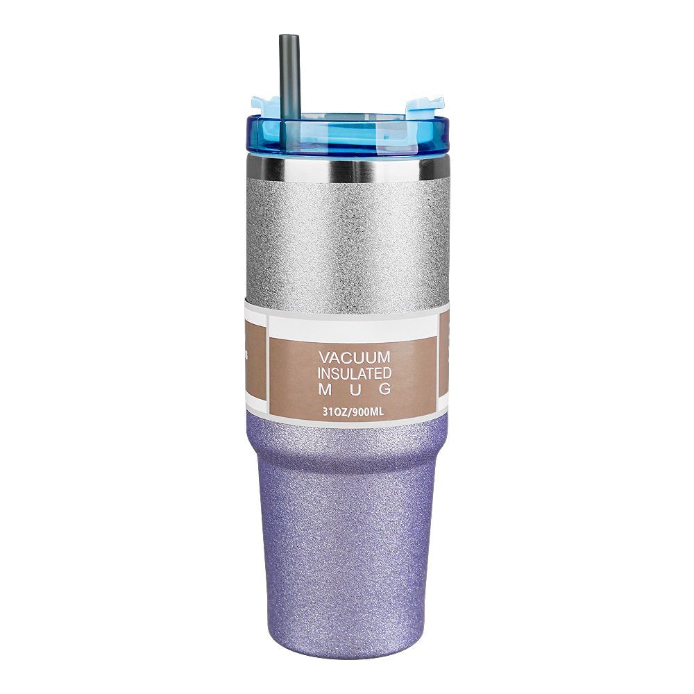 Diamond Paint Stainless Steel Vacuum Insulated Travel Mug with Lid & Straw, Coffee Tumbler, 900ml, Blue, 102229 - Image 2