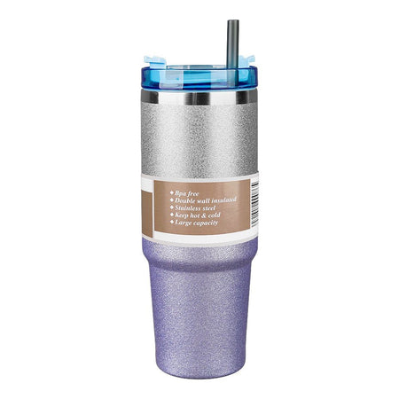 Diamond Paint Stainless Steel Vacuum Insulated Travel Mug with Lid & Straw, Coffee Tumbler, 900ml, Blue, 102229 - Image 3