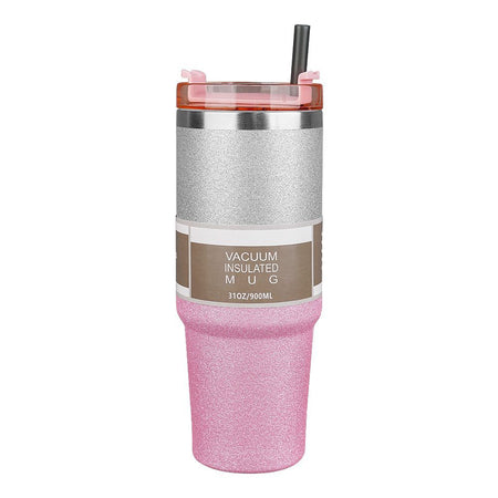 Diamond Paint Stainless Steel Vacuum Insulated Travel Mug with Lid & Straw, Coffee Tumbler, 900ml, Pink, 102229 - Image 2