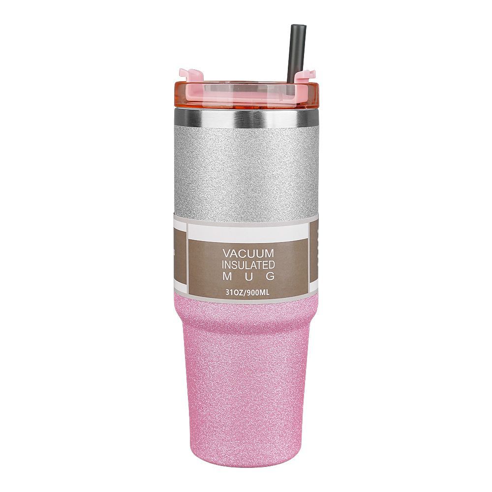 Diamond Paint Stainless Steel Vacuum Insulated Travel Mug with Lid & Straw, Coffee Tumbler, 900ml, Pink, 102229 - Image 2