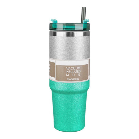 Diamond Paint Stainless Steel Vacuum Insulated Travel Mug with Lid & Straw, Coffee Tumbler, 900ml, Green, 102229 - Image 2