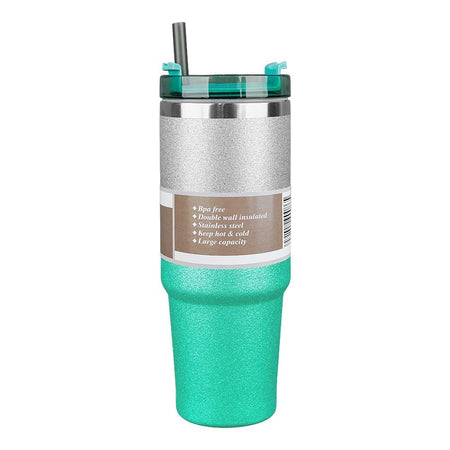 Diamond Paint Stainless Steel Vacuum Insulated Travel Mug with Lid & Straw, Coffee Tumbler, 900ml, Green, 102229 - Image 3