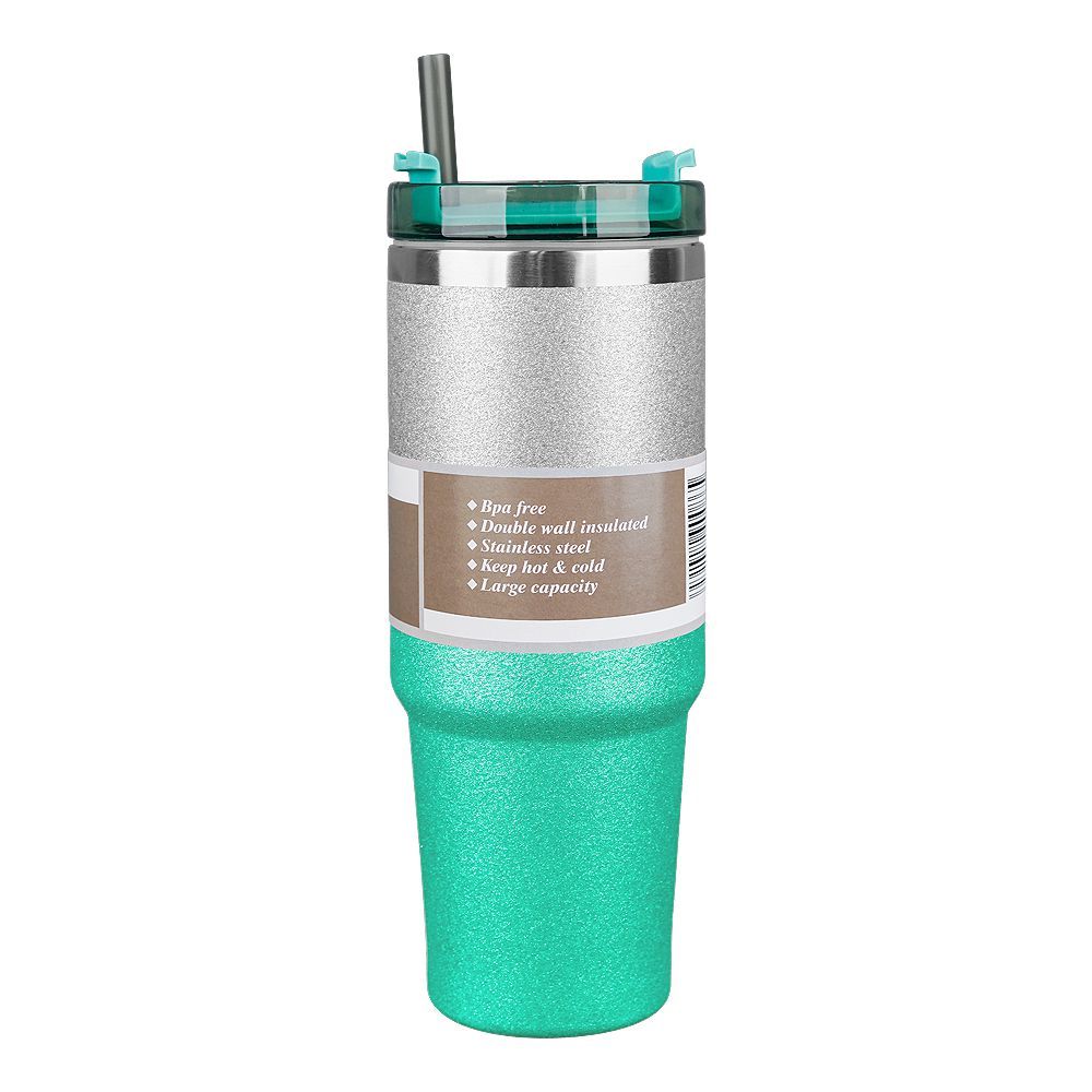 Diamond Paint Stainless Steel Vacuum Insulated Travel Mug with Lid & Straw, Coffee Tumbler, 900ml, Green, 102229 - Image 3
