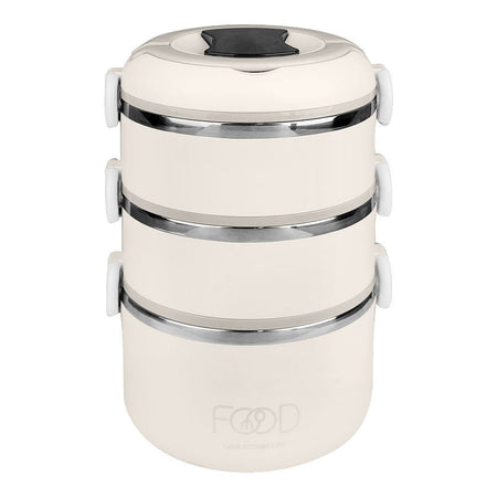 3 layers Stainless Steel Thermal Lunch Box With Bag, White, 100796 - Image 4