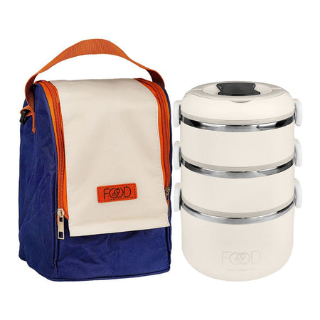 3 layers Stainless Steel Thermal Lunch Box With Bag, White, 100796 - Image 7