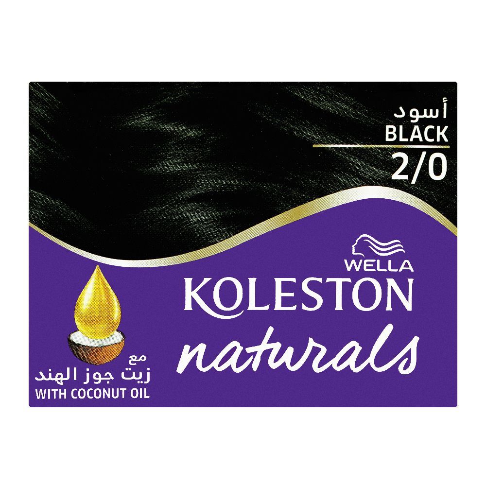 Wella Koleston Naturals Permanent Hair Color Cream Kit - Salon Quality Hair Dye, 2/0 Black - Image 6
