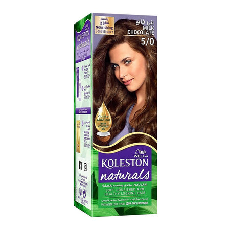 Wella Koleston Naturals Permanent Hair Color Cream Kit - Salon Quality Hair Dye, 5/0 Milk Chocolate - Main Image