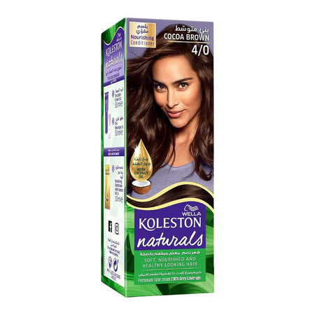 Wella Koleston Naturals Permanent Hair Color Cream Kit - Salon Quality Hair Dye, 4/0 Cocoa Brown - Main Image