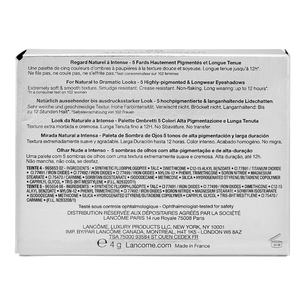 Lancome Hypnose 5-Color Highly Pigmented & Longwear Eyeshadow Palette, 18 Nude Sculptural - Image 4