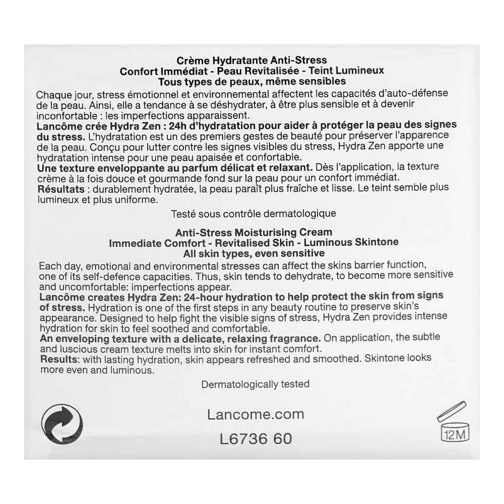 Lancome Hydra Zen Anti-Stress Hydratin & Soothing Day Cream, Face Moisturizer, 50ml - Image 3