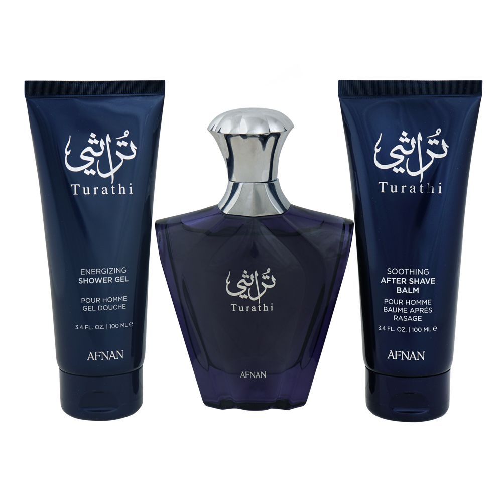 Afnan Turathi Gift Set, Eau de Parfum 90ml+Shower Gel 100ml+After Shave 100ml, For Men, 3-Pack - Main Image