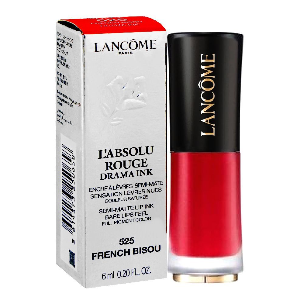 Lancome L'Absolu Rouge Drama Ink Semi-matte Liquid Lipstick, 6ml, 525 French Bisou - Image 2