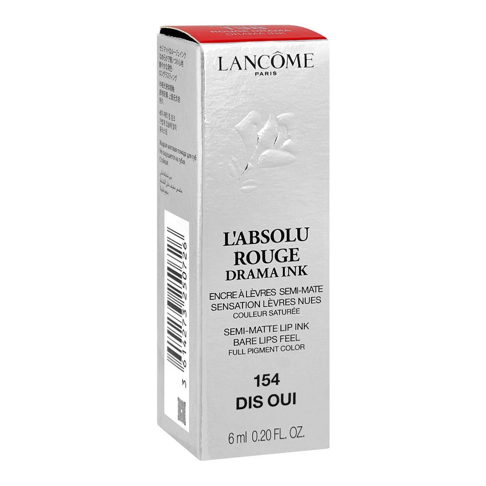 Lancome L'Absolu Rouge Drama Ink Semi-matte Liquid Lipstick, 6ml, 154 Dis Oui - Image 2