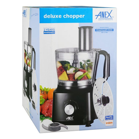 Anex Super Deluxe Chopper, 500W, 1.2 Liter Plastic Bowl, Black, AG-3140 - Image 2