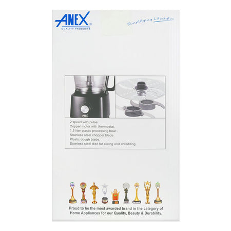 Anex Super Deluxe Chopper, 500W, 1.2 Liter Plastic Bowl, Black, AG-3140 - Image 4