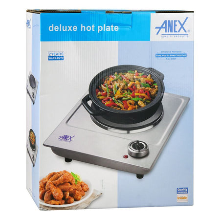 Anex Deluxe Hot Plate, Electric Cooker, 1500W, Silver, AG-3061 - Image 2