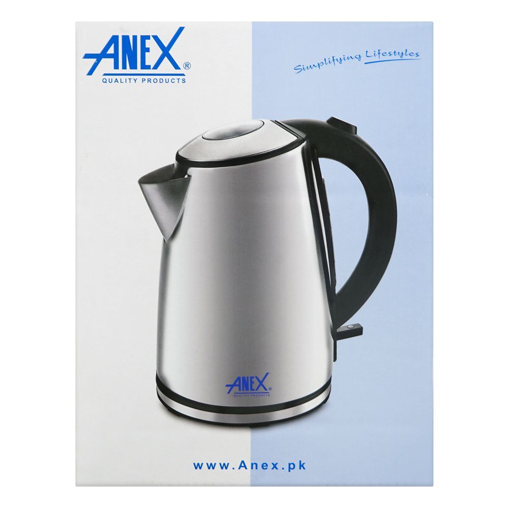 Anex Deluxe Electric Kettle, 1850-2200W, 1.7 Liter Capacity, Black & Silver, AG-4046 - Image 3