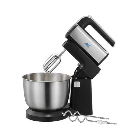 Anex Deluxe Hand Mixer with Bowl, 2 Chrome Beater & Dough Hook, 450W, 3.5 Liter Bowl, Black, AG-822 - Main Image