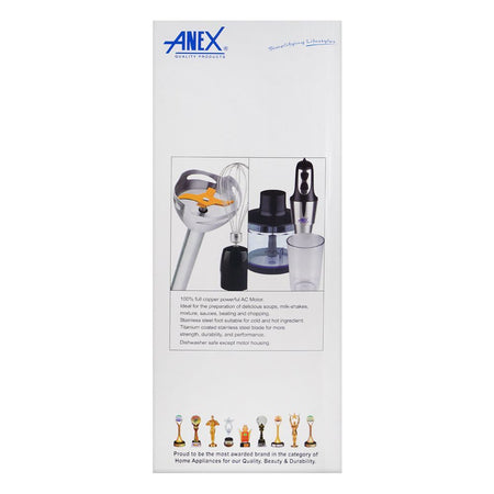 Anex Deluxe Hand Blender with Chopper, Whisk (Egg Beater) & Beaker, AC 500W, Black, AG-143 - Image 4