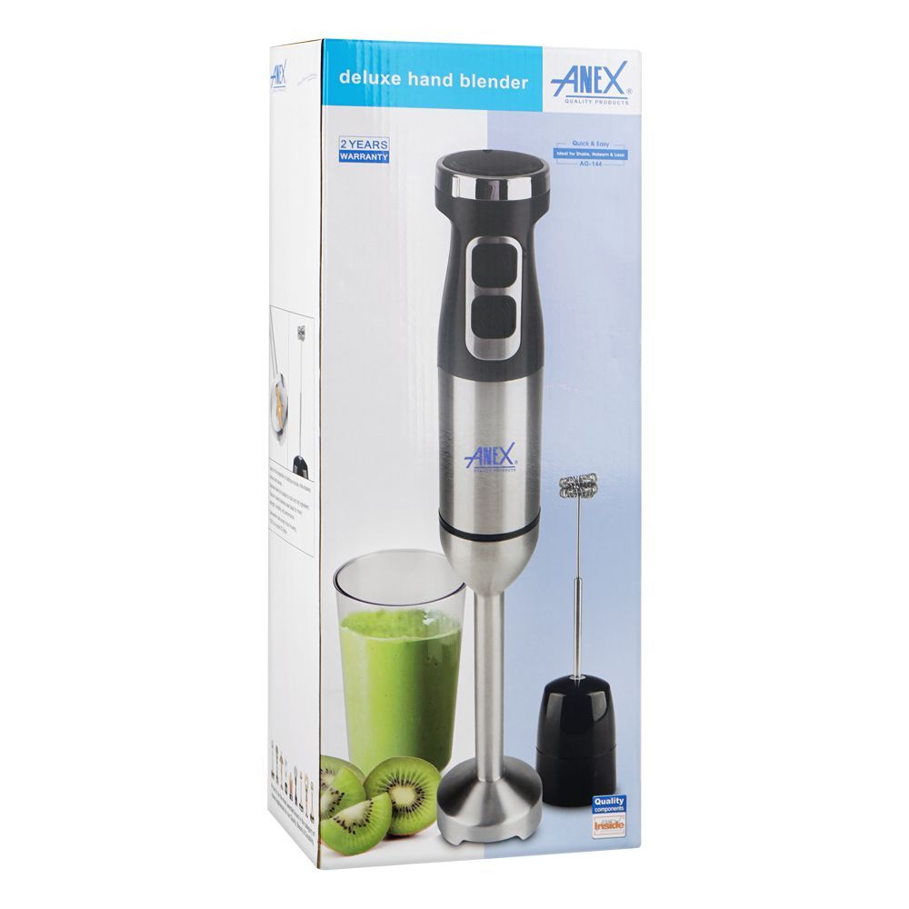 Anex Deluxe Hand Blender with Milk Frother & Beaker, DC1000W, Black, AG-144 - Image 2