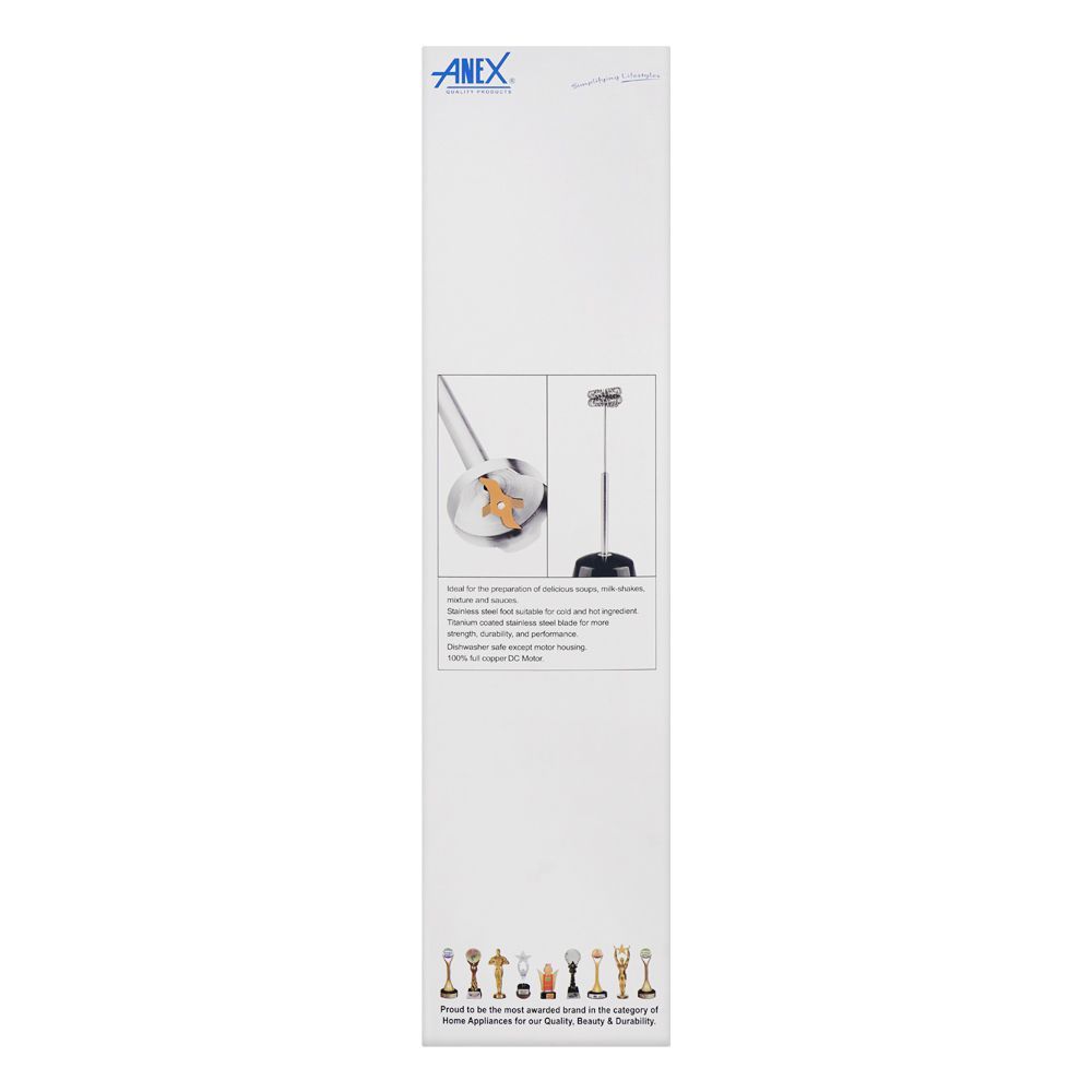 Anex Deluxe Hand Blender with Milk Frother & Beaker, DC1000W, Black, AG-144 - Image 4