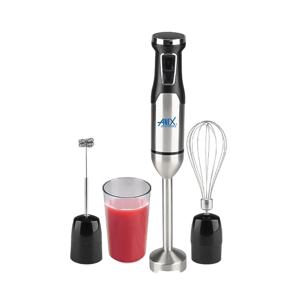 Anex Deluxe Hand Blender with Milk Frother, Whisk (Egg Beater) & Beaker, DC1000W, Black, AG-146 - Main Image