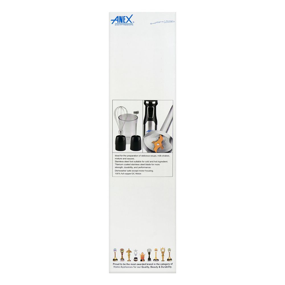 Anex Deluxe Hand Blender with Milk Frother, Whisk (Egg Beater) & Beaker, DC1000W, Black, AG-146 - Image 4